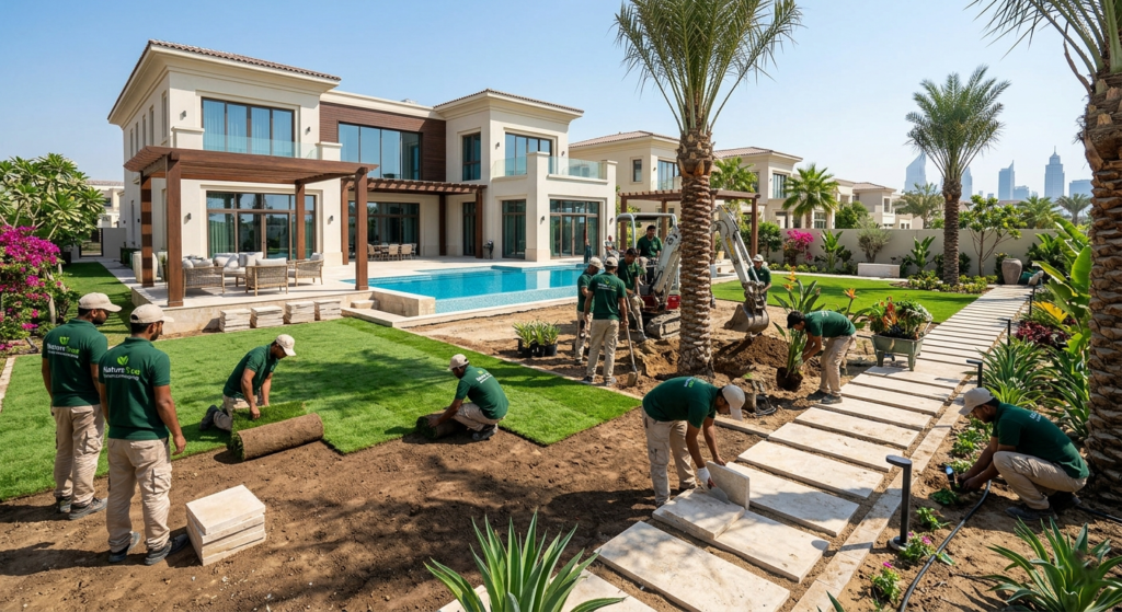 What is premium landscape installation in Dubai?